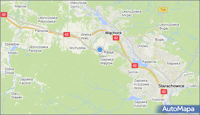 mapa Gajówka Węglów, Gajówka Węglów na mapie Targeo